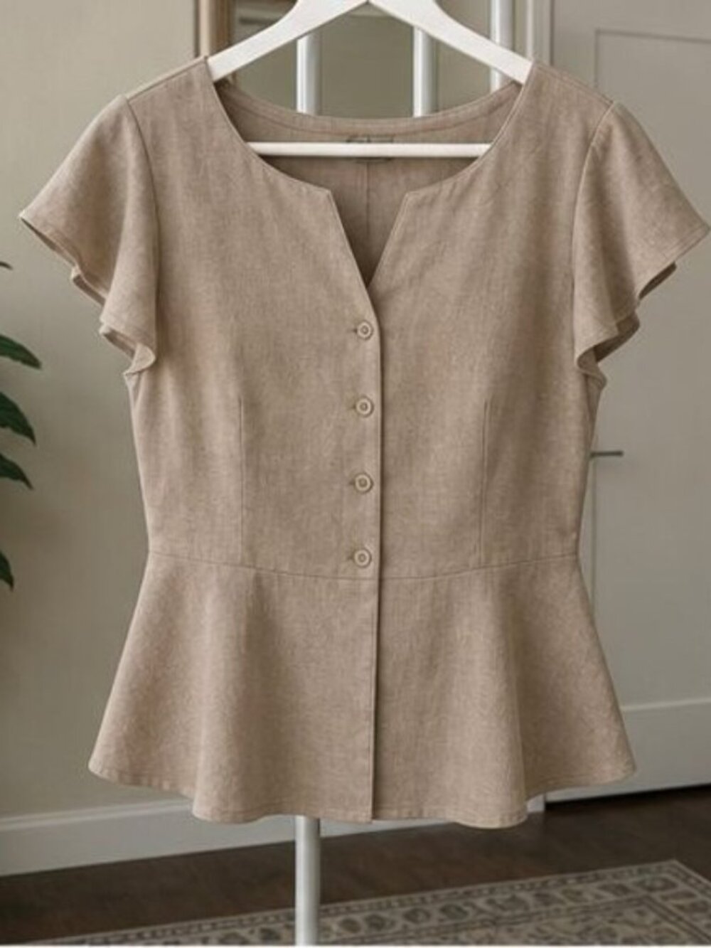 Taupe Peplum Top